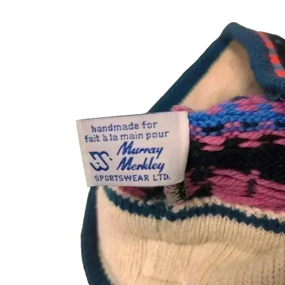 Vintage Murray Merkley 100% wool hat. colorful, whimsy, pom pom beanie. - Picture 4 of 7